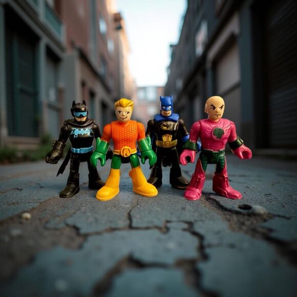 2015 Imaginext DC Super Heroes Action Figure Pack Lex Luther Batman Aquaman A6 - Picture 1 of 4